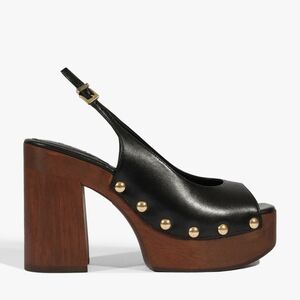 NEW Schutz Rose Slingback Platform Sandals In Black Leather Sz 10 Boho Festival